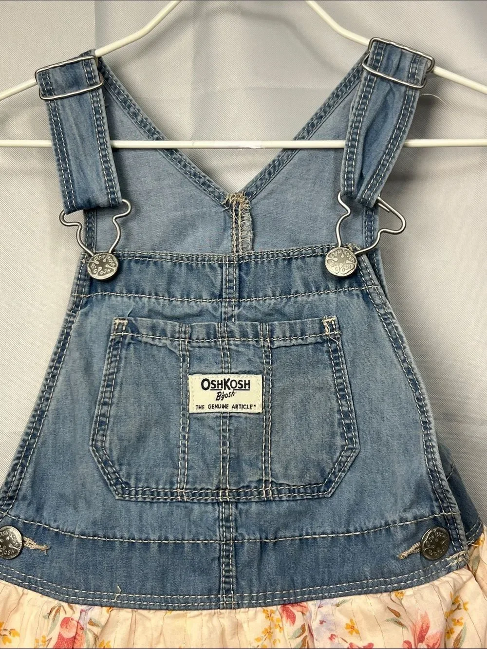OshKosh B’Gosh denim overall dress with floral skirt size 3T